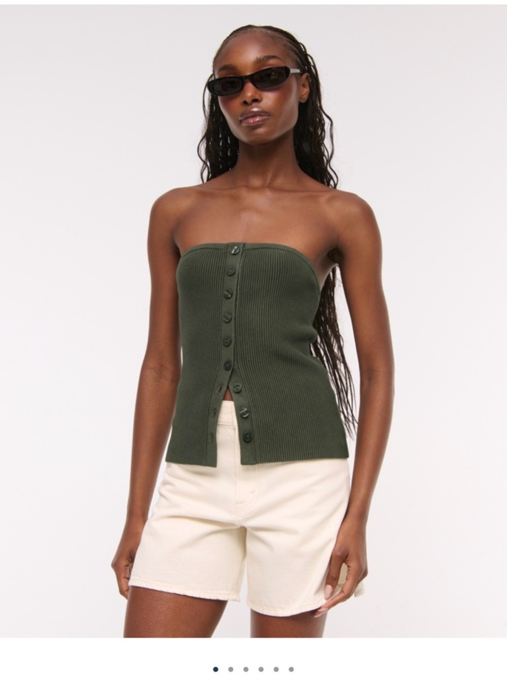 Abercrombie & Fitch Ottoman Button Front Tube Top - Olive - NWT